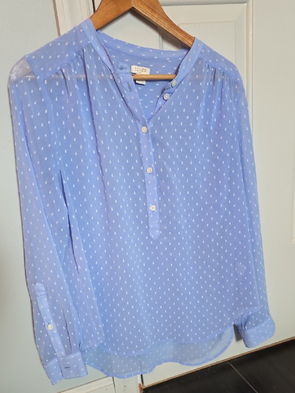 J.Crew  Womens Light Blue Dot-Print Button Shirt